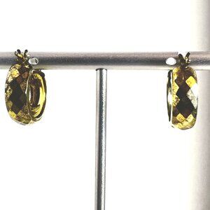 Vtg Gold Vermeil 925 Sterling Silver Diamond-Cut Hoop Earrings Handmade Mexico